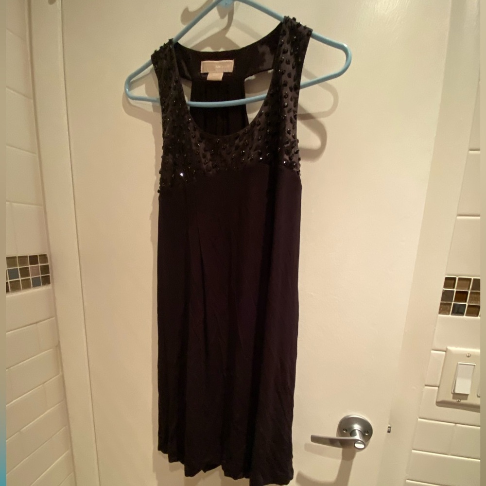 Michael Kors Black Beaded Halter Evening Top